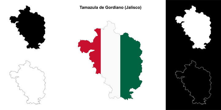 Tamazula de Gordiano municipality (Jalisco) outline map set