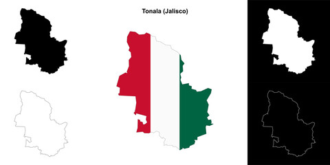 Tonala municipality (Jalisco) outline map set