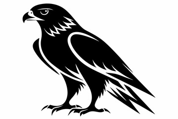 hawk silhouette line art vector illustration with a white background