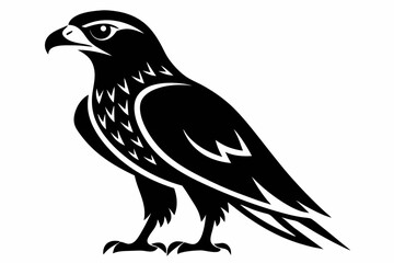 hawk silhouette line art vector illustration with a white background