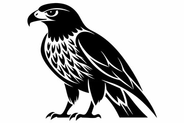 hawk silhouette line art vector illustration with a white background