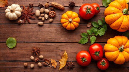 Autumnal Ingredients on Wood