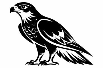 hawk silhouette line art vector illustration with a white background