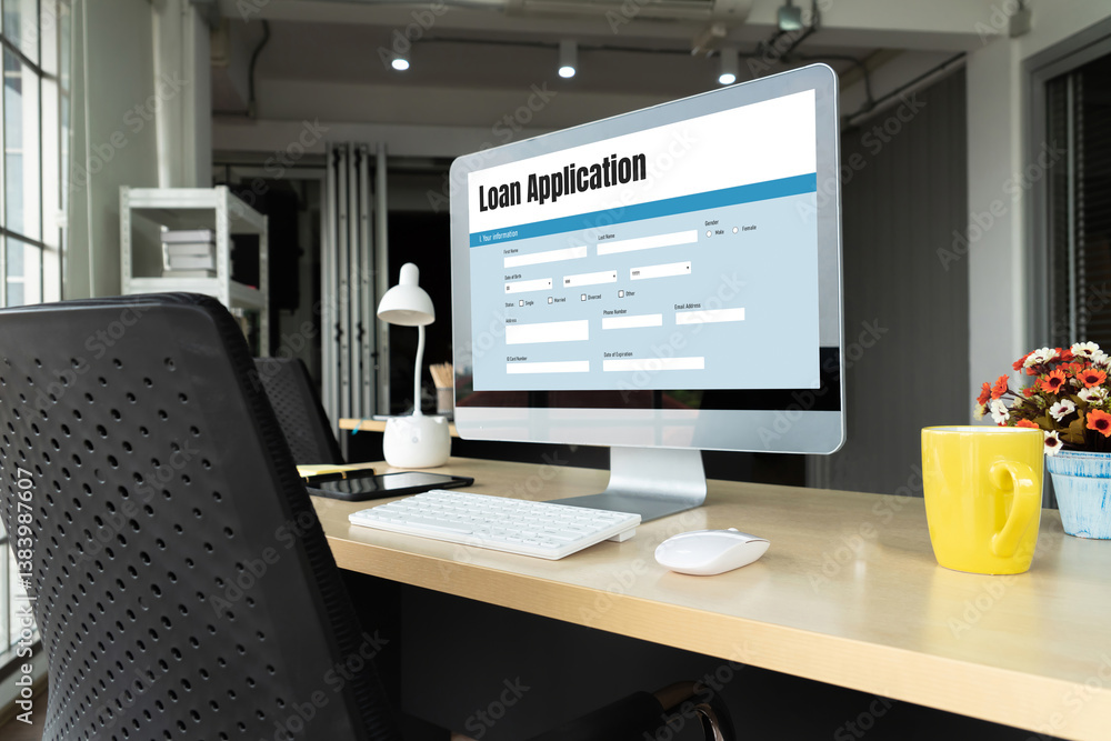 Poster online loan application form for modish digital information collection on the internet network