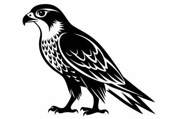 hawk silhouette line art vector illustration with a white background