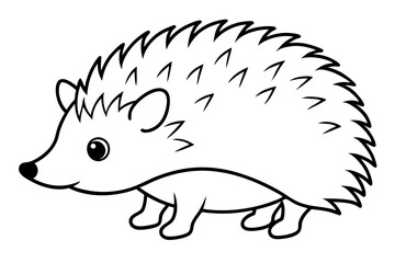 hedgehog silhouette line art vector illustration with a white background