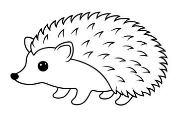 hedgehog silhouette line art vector illustration with a white background