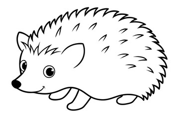 hedgehog silhouette line art vector illustration with a white background