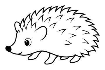 hedgehog silhouette line art vector illustration with a white background