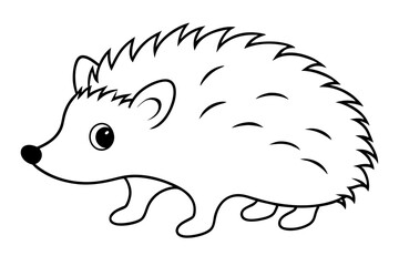 hedgehog silhouette line art vector illustration with a white background