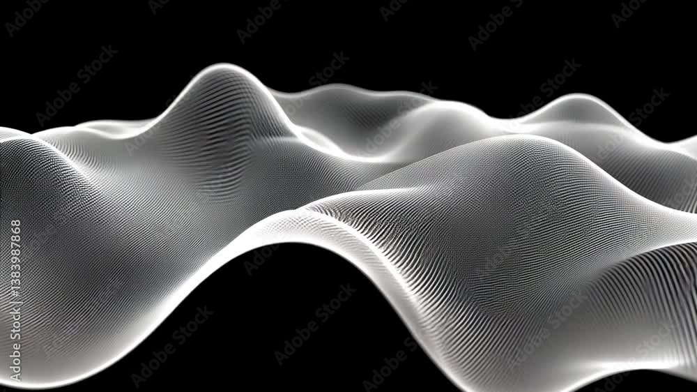 Poster abstract musical wave pattern with interwoven dots and lines generative ai