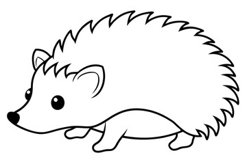 hedgehog silhouette line art vector illustration with a white background