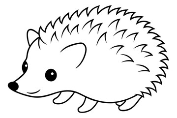 hedgehog silhouette line art vector illustration with a white background