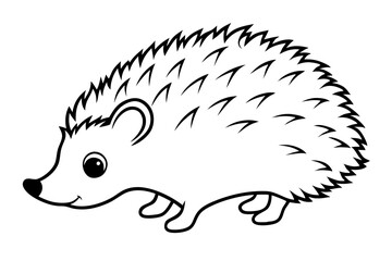 hedgehog silhouette line art vector illustration with a white background