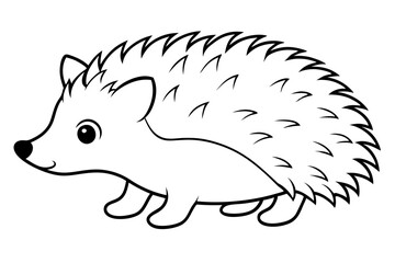 hedgehog silhouette line art vector illustration with a white background