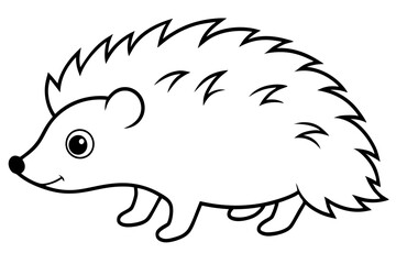 hedgehog silhouette line art vector illustration with a white background