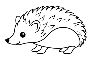 hedgehog silhouette line art vector illustration with a white background