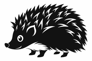 hedgehog silhouette line art vector illustration with a white background