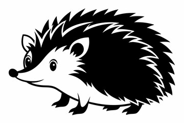 hedgehog silhouette line art vector illustration with a white background