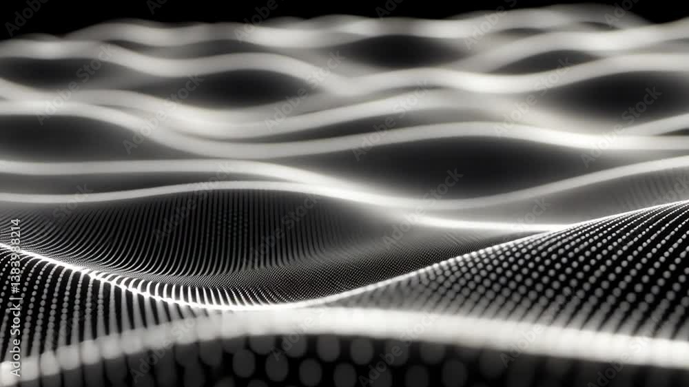 Poster musical sound wave abstract with interweaving dots and lines generative ai