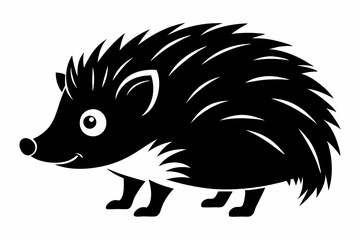 hedgehog silhouette line art vector illustration with a white background