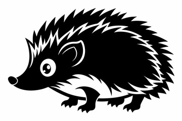 hedgehog silhouette line art vector illustration with a white background