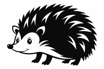 hedgehog silhouette line art vector illustration with a white background