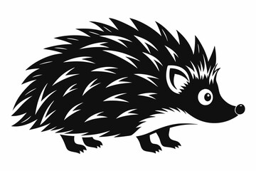 hedgehog silhouette line art vector illustration with a white background