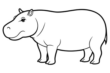 hippopotamus silhouette line art vector illustration with a white background
