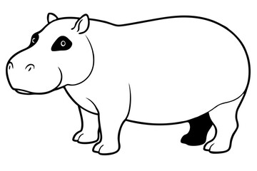 hippopotamus silhouette line art vector illustration with a white background