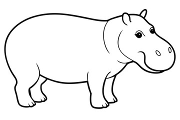 hippopotamus silhouette line art vector illustration with a white background