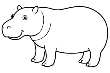 hippopotamus silhouette line art vector illustration with a white background