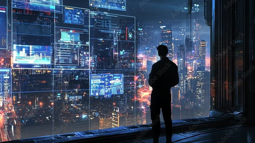 Poster web design concepts from a high-rise office in a modern city skyline generative ai