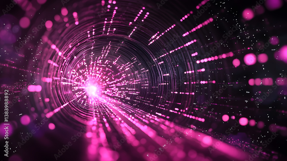 Poster dynamic abstract data flow and glowing digital particles visuals virtual space digital art futuristi