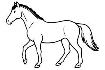 horse silhouette line art vector illustration with a white background