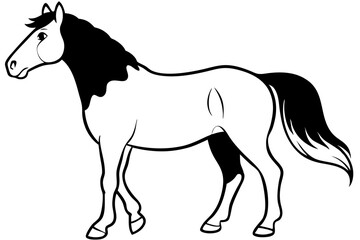horse silhouette line art vector illustration with a white background