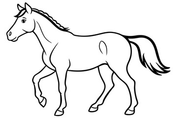 horse silhouette line art vector illustration with a white background