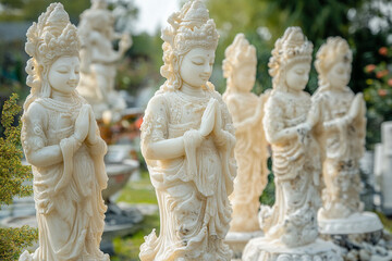 Serene Look of Alabaster Statues 