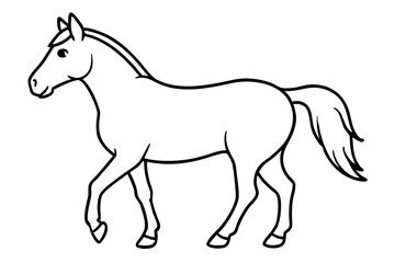 horse silhouette line art vector illustration with a white background