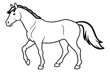 horse silhouette line art vector illustration with a white background