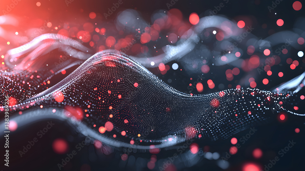 Poster dynamic abstract data flow digital particles visualization virtual space cyber environment high-tech