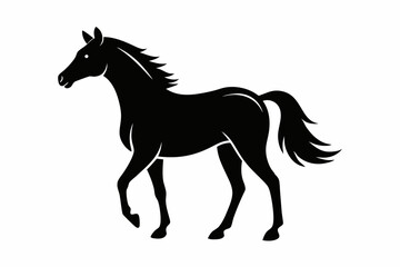 horse silhouette line art vector illustration with a white background