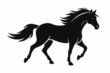 Obraz premium horse silhouette line art vector illustration with a white background