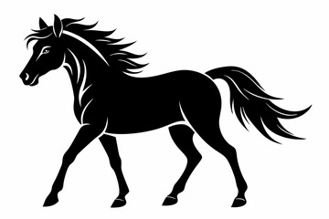 horse silhouette line art vector illustration with a white background
