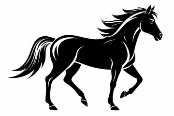 horse silhouette line art vector illustration with a white background