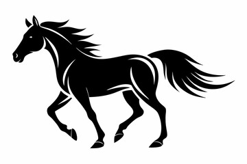 horse silhouette line art vector illustration with a white background