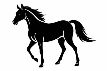 horse silhouette line art vector illustration with a white background