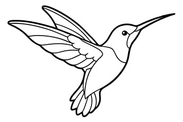 hummingbird silhouette line art vector illustration with a white background