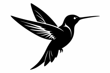 hummingbird silhouette line art vector illustration with a white background