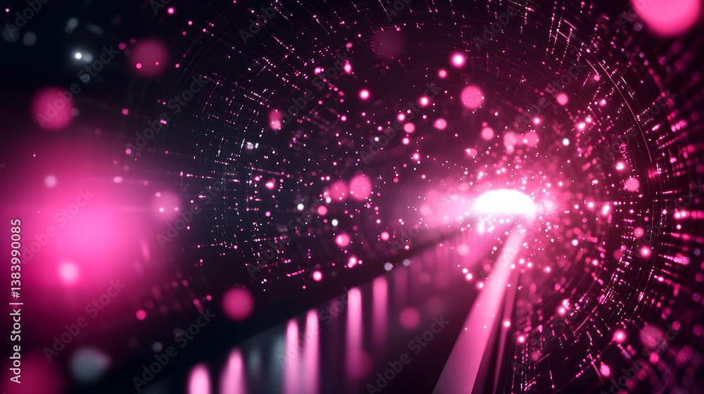 Poster dynamic abstract data flow digital environment glowing particles virtual landscape futuristic concep
